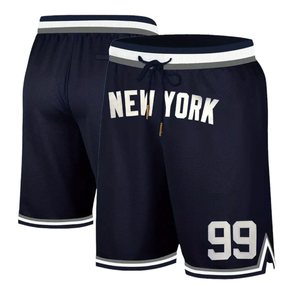 New York Yankees Baseball Basketball Shorts #99 Navy Stitched Men's